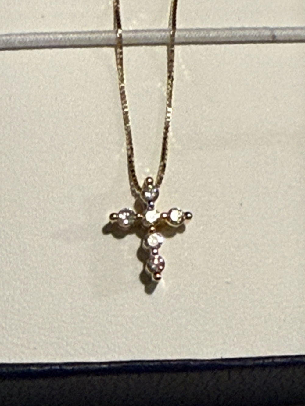 Delicate Gold Cross Pendant Necklace with Bezel Set Stones